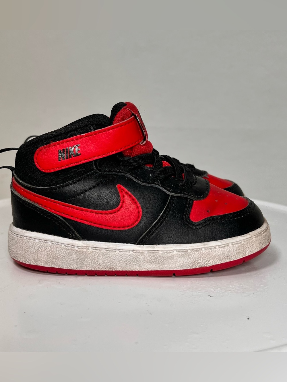 Nike Court Borough Mid 2 Toddlers Shoes CD7784-003 University Red Black Size 7C